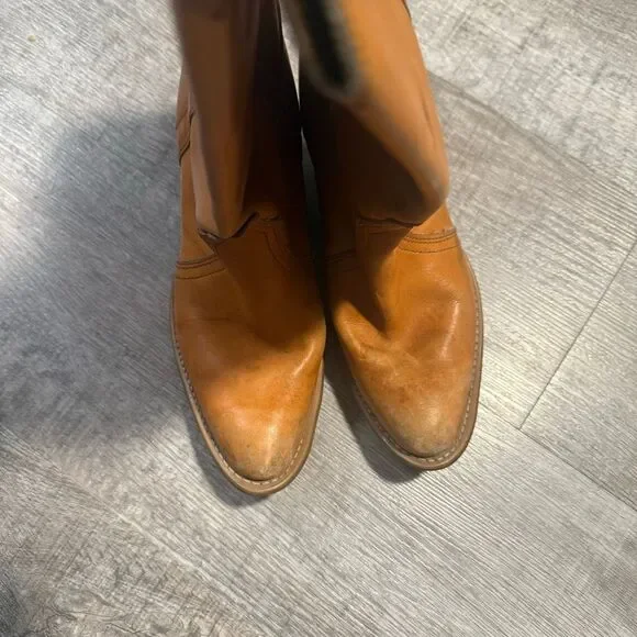 Vintage Durango Campus Leather Knee High Boots 7.5 8 Brown - Picture 2 of 9